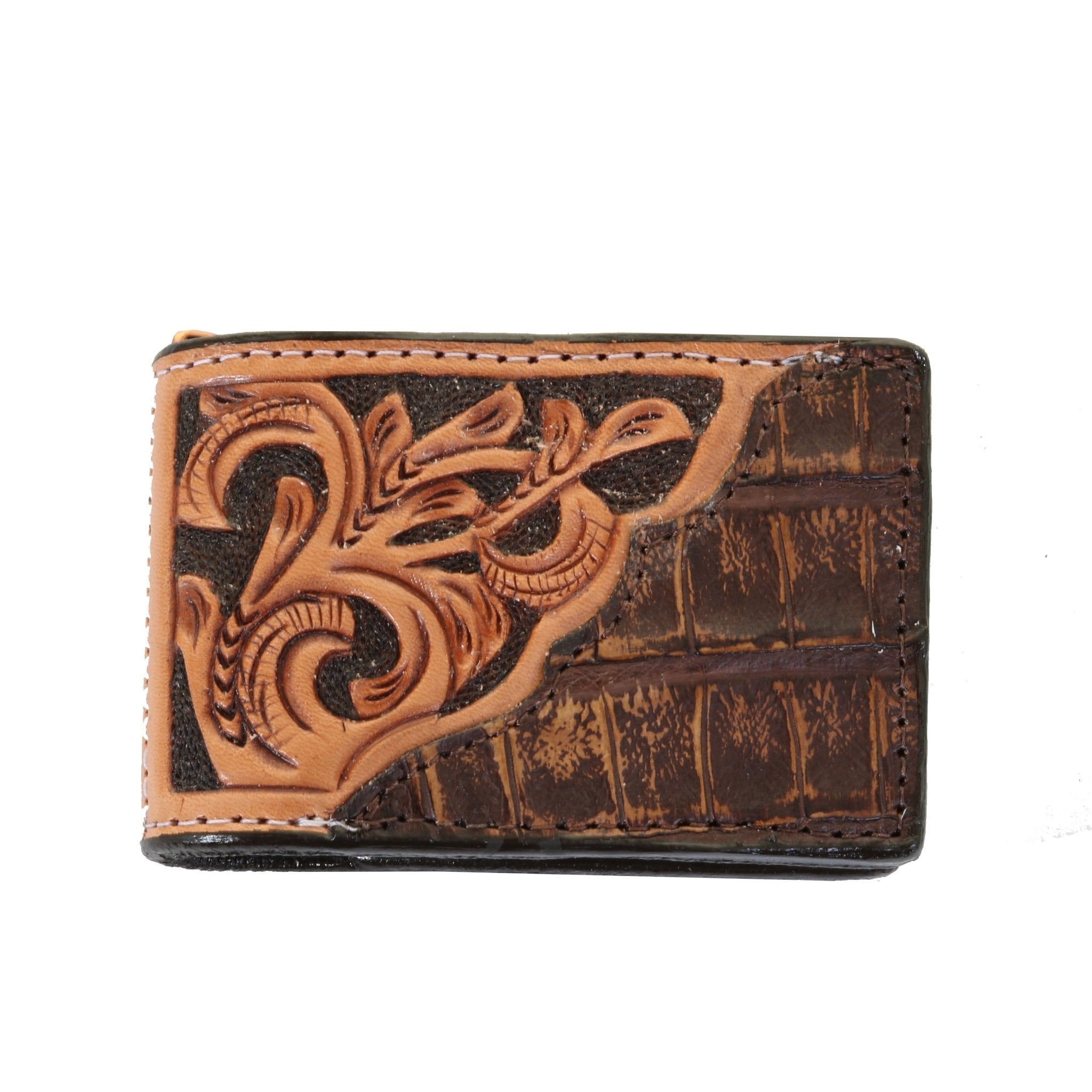 MC168- Tooled Overlay Money Clip - Double J Saddlery