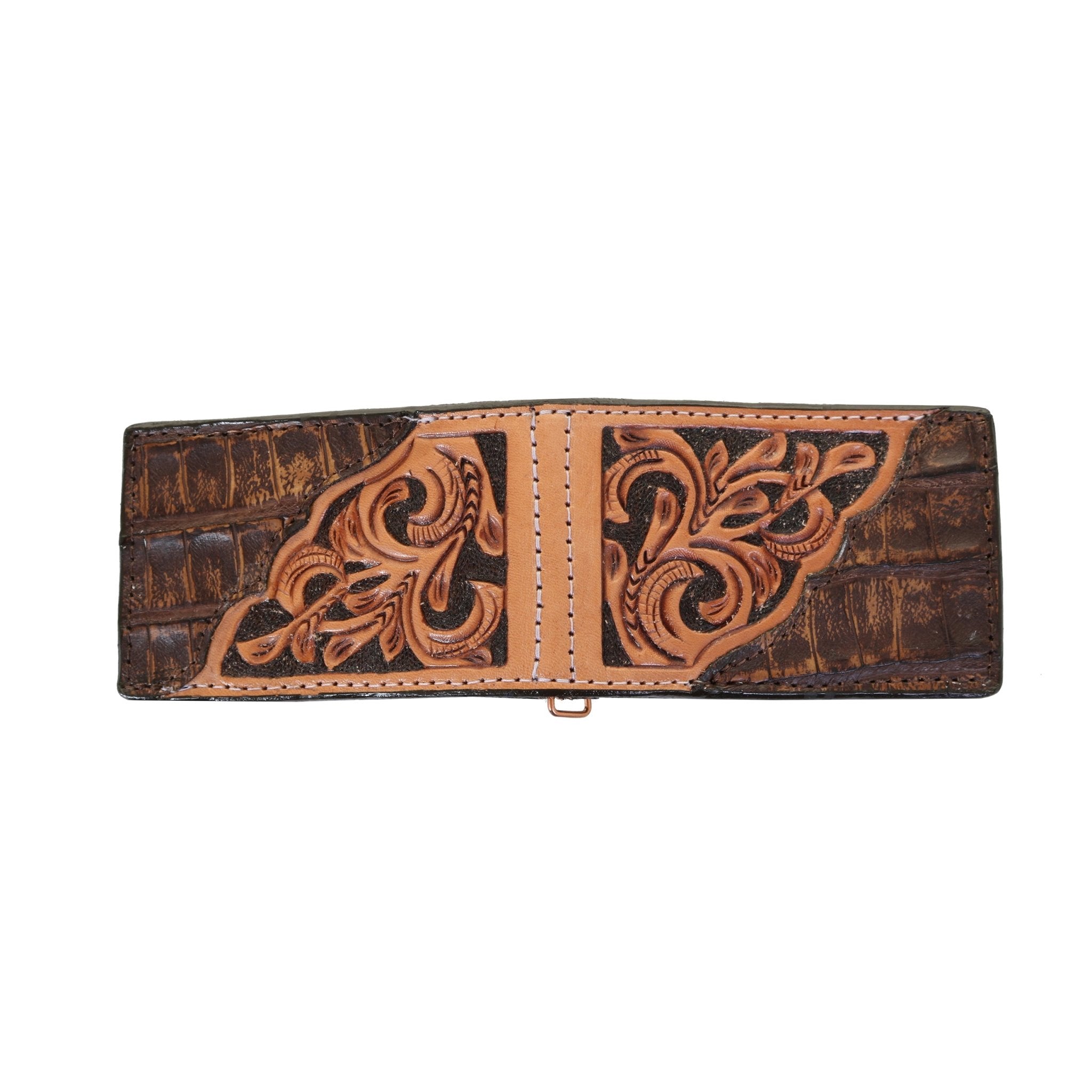 MC168- Tooled Overlay Money Clip - Double J Saddlery