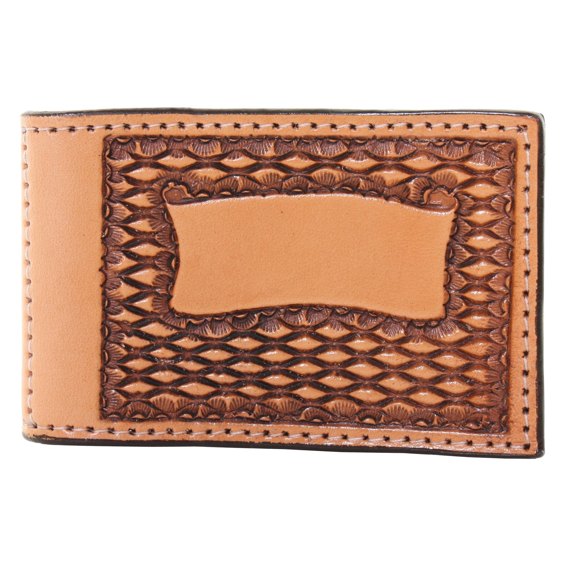 MC23A - Natural Tooled Money Clip - Double J Saddlery