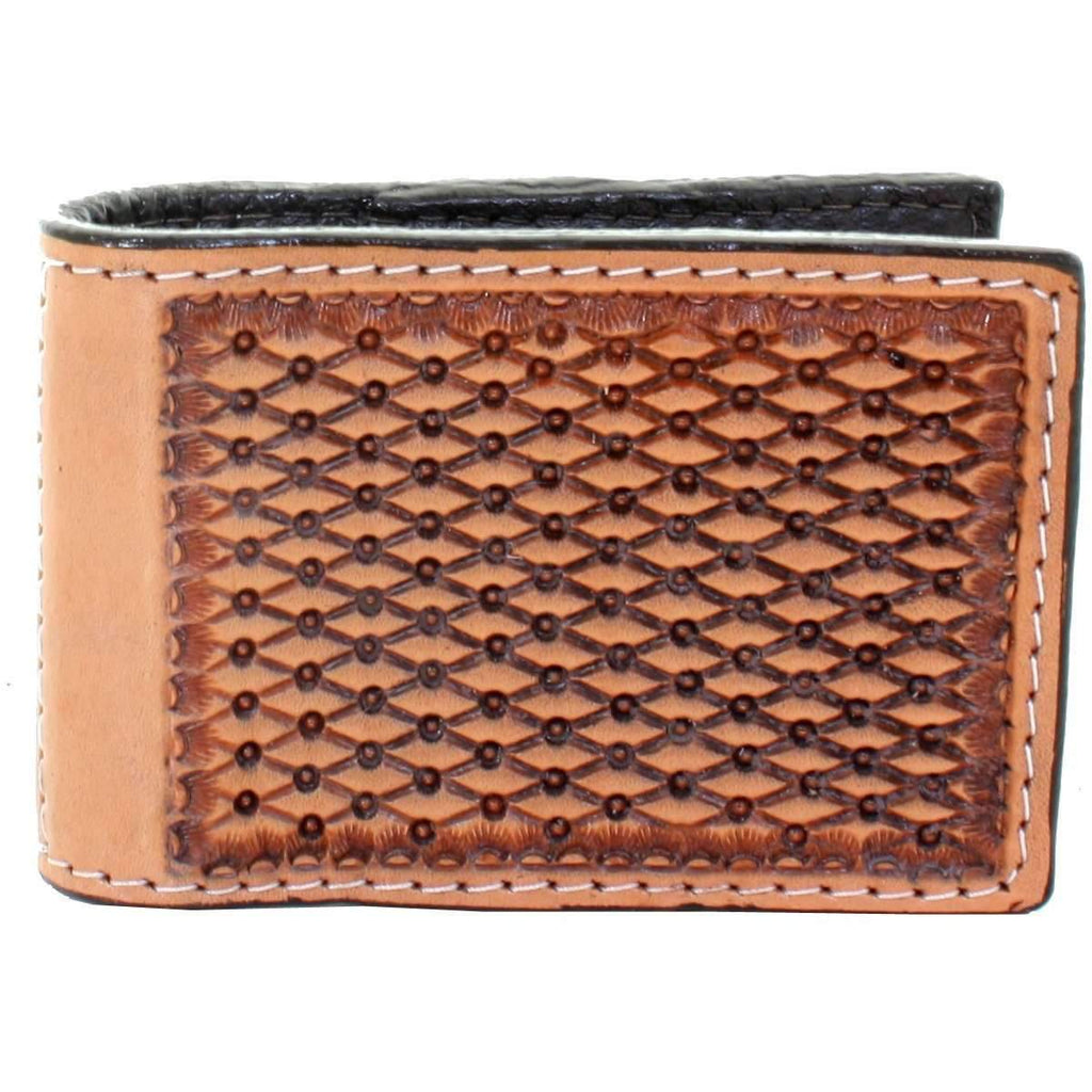 MC23D - Natural Hand-Tooled Money Clip - Double J Saddlery