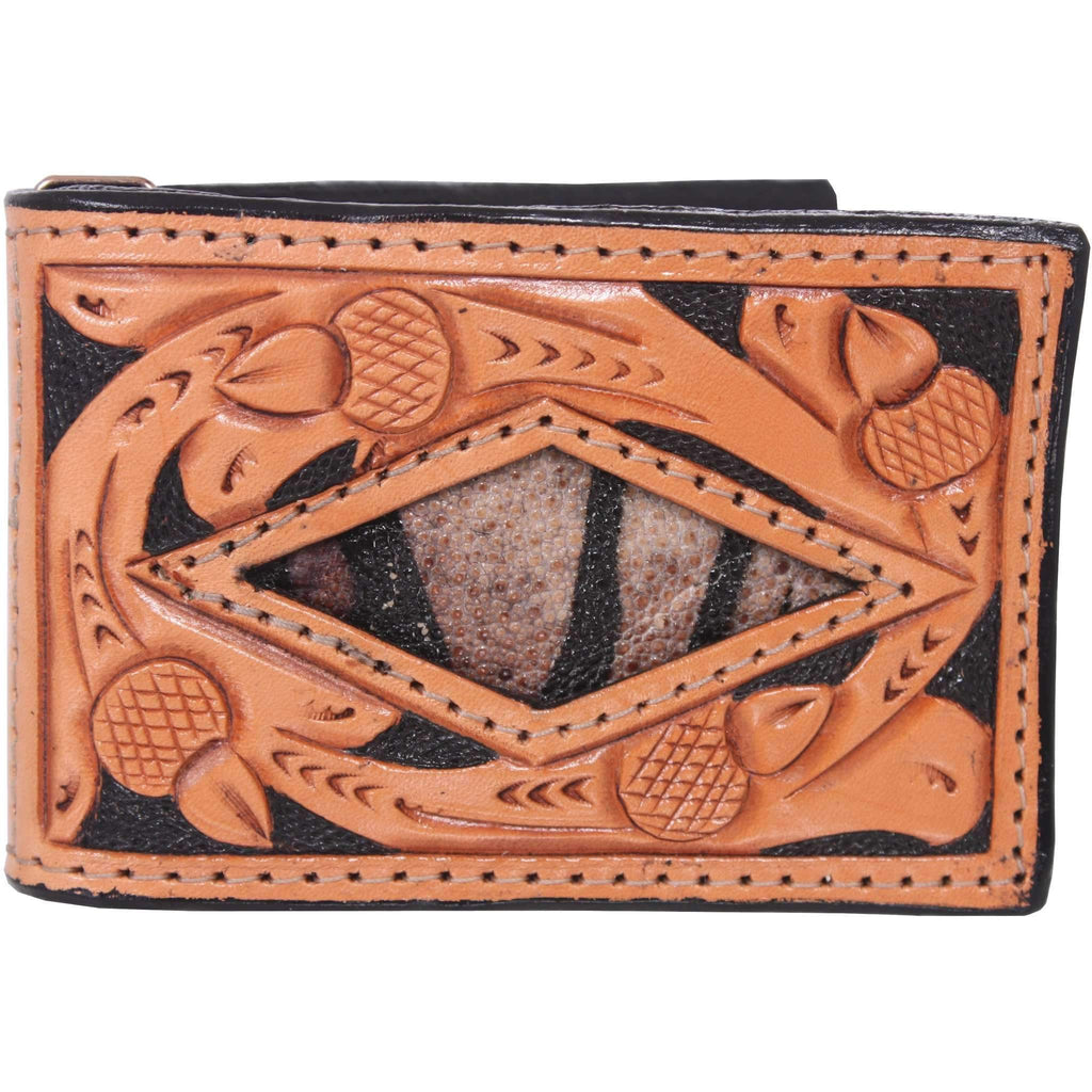 BF22 - Hand-Tooled Mens Bifold Wallet - Double J Saddlery