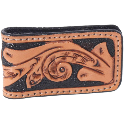 Western Hand Carved Leather Magnetic Money Clip with Leather Lacing –  Winchester Western Saddlery