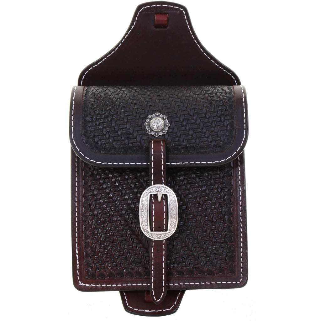 MEDBAG03 - Brown Tooled Leather Medicine Bag - Double J Saddlery
