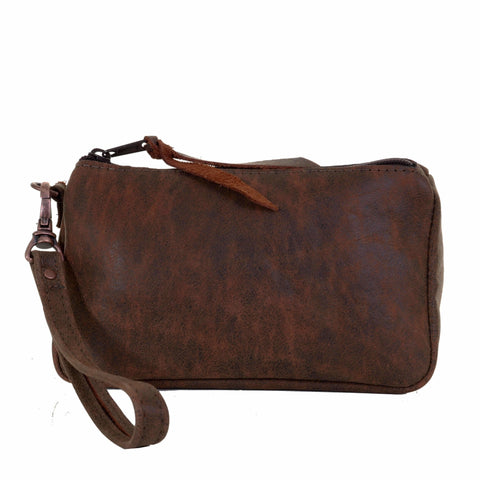 MPG101 - Brown Bomber Leather Makeup Pouch - Double J Saddlery