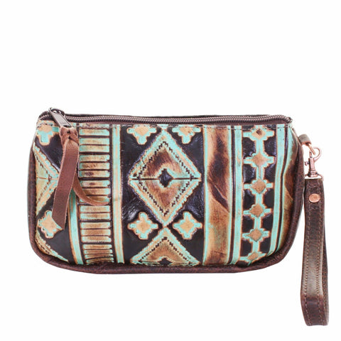MPG82 - Navajo Turquoise and Brown Makeup Pouch - Double J Saddlery