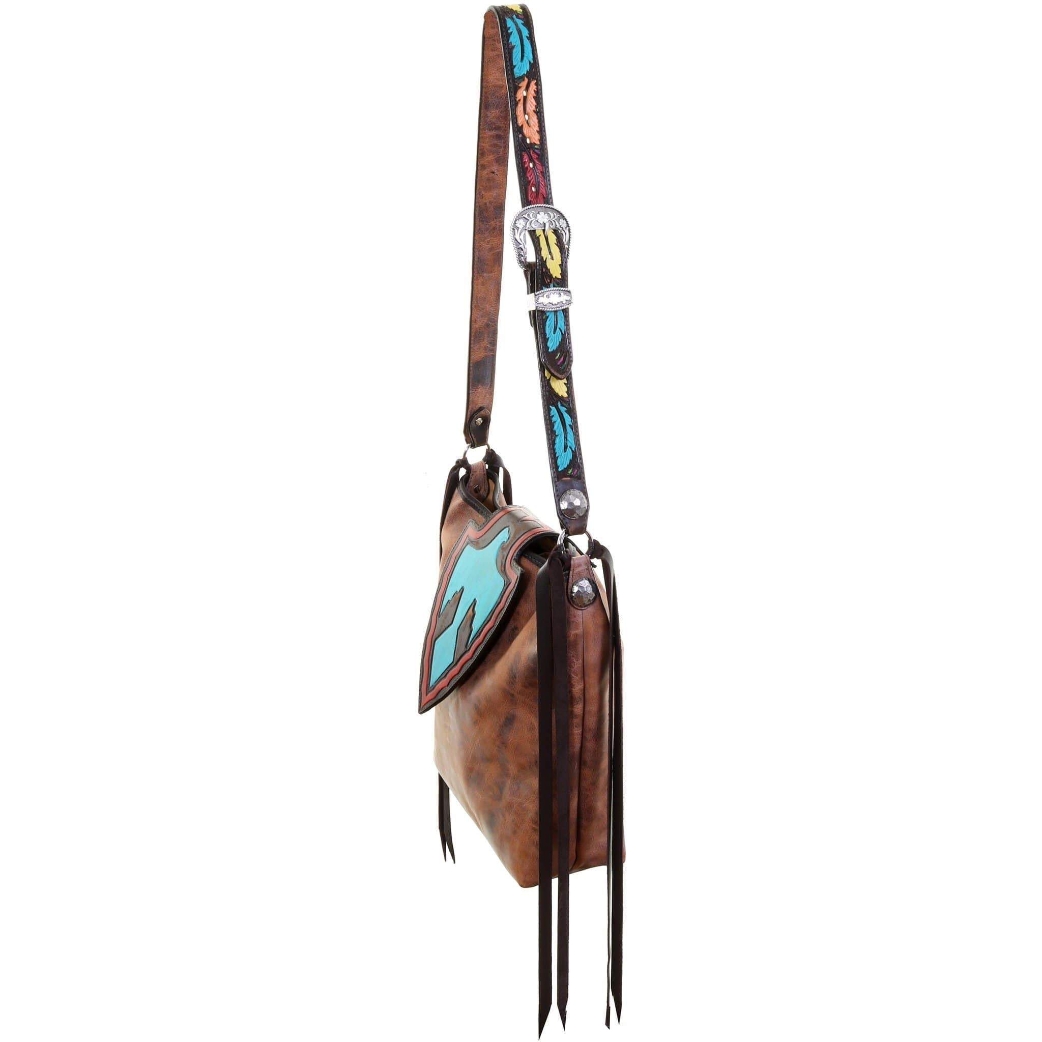 MST50 - Las Cruces Brown Messenger Tote - Double J Saddlery