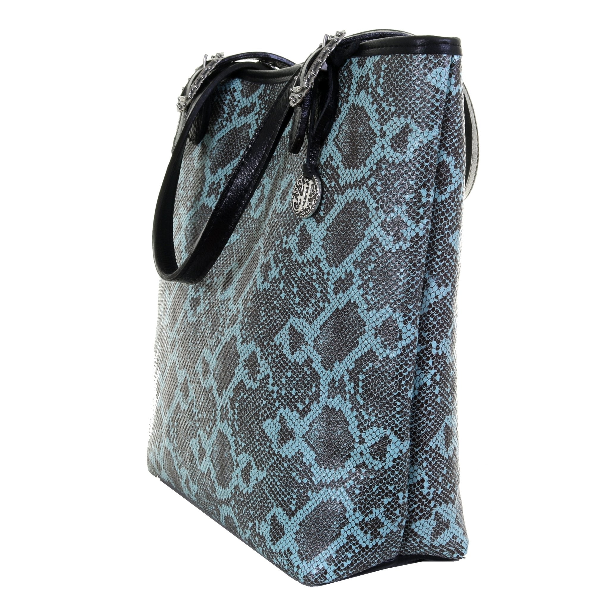 MST61 - Turquoise Desert Snake Print Messenger Tote - Double J Saddlery