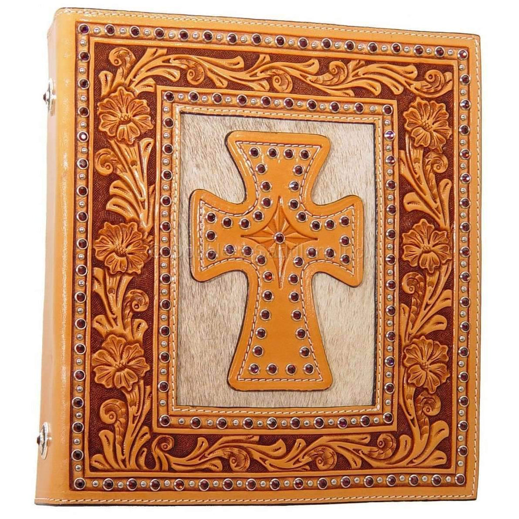 PA11 - Hand-Tooled Cross Crystal Photo Album - Double J Saddlery