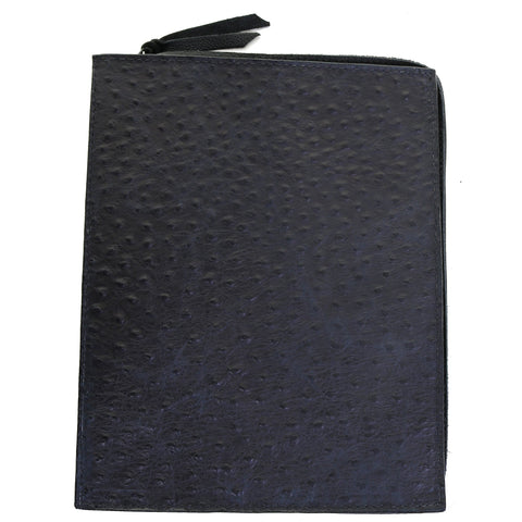 PORT40A - Rustic Black Ostrich Print Portfolio w/Zipper - Double J Saddlery