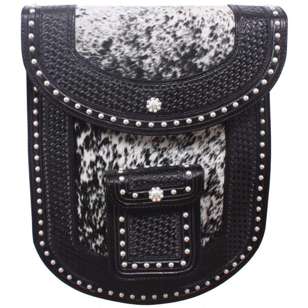 RB10 - Black Hand-Tooled and Cowhide Rope Bag - Double J Saddlery