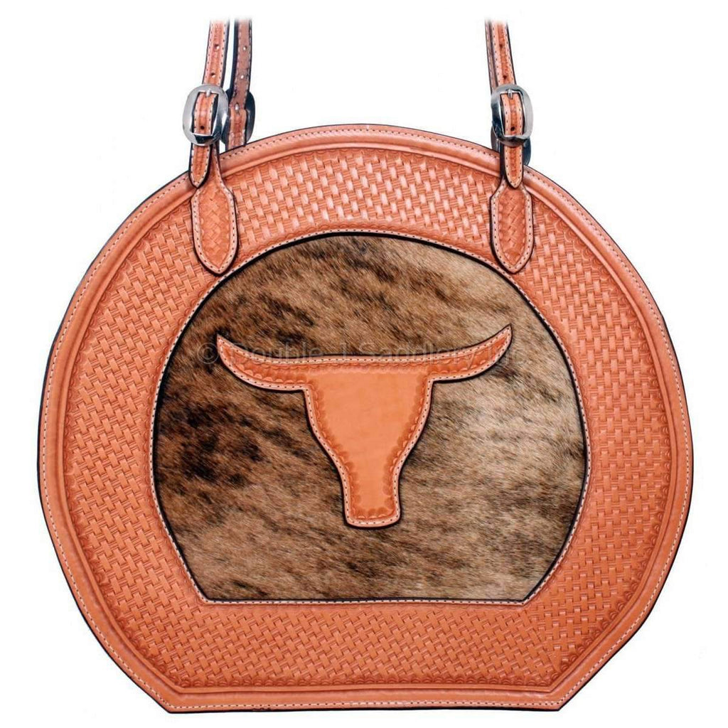 RB14 - Hand-Tooled and Cowhide Rope Bag - Double J Saddlery