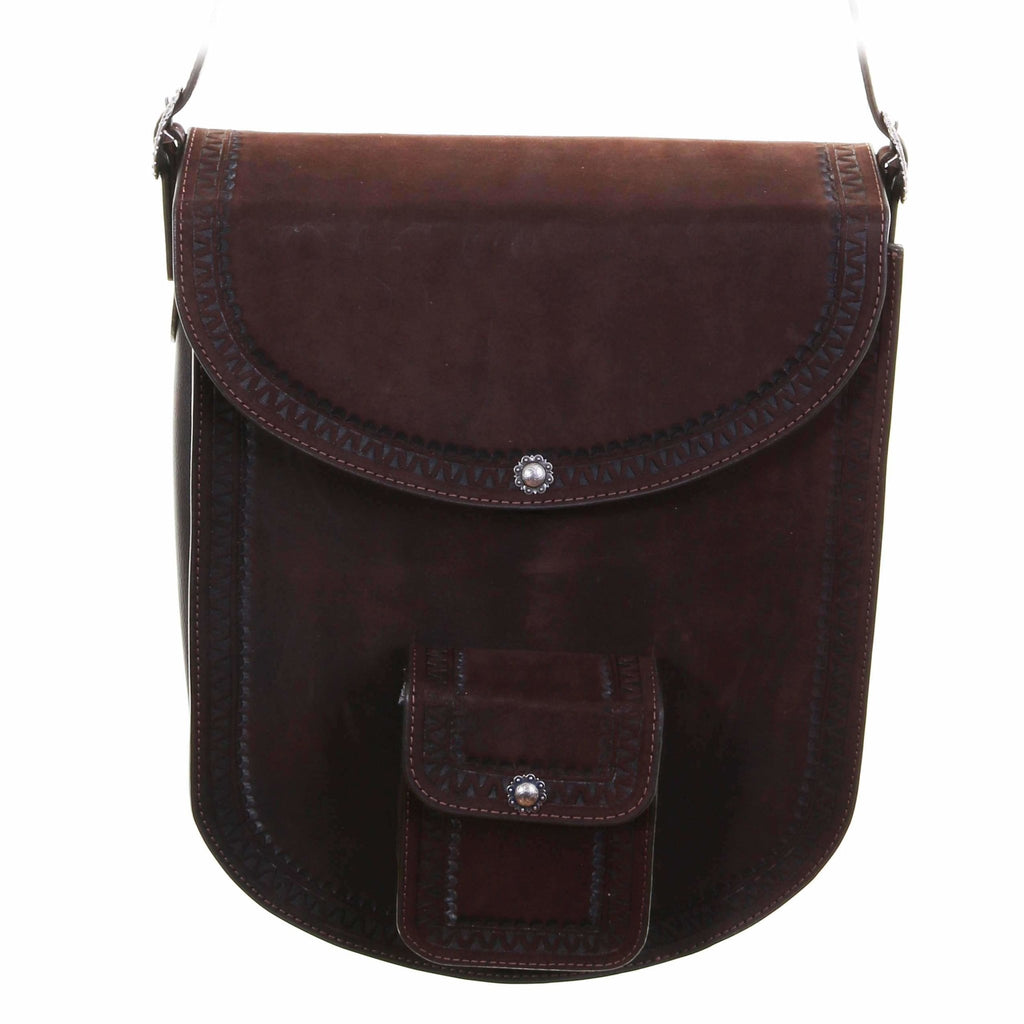 RB21 - Brown Rough Out Tooled Rope Bag - Double J Saddlery