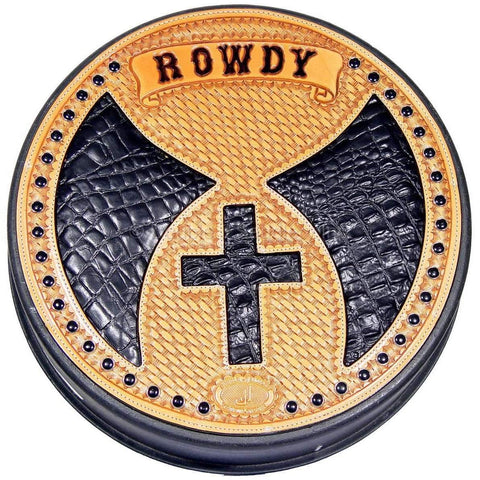 RC21 - Hand-Tooled Cross Inlayed Rope Can - Double J Saddlery