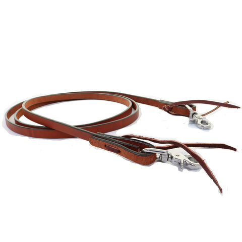REIN07B - Chestnut Rough Out Reins - Double J Saddlery
