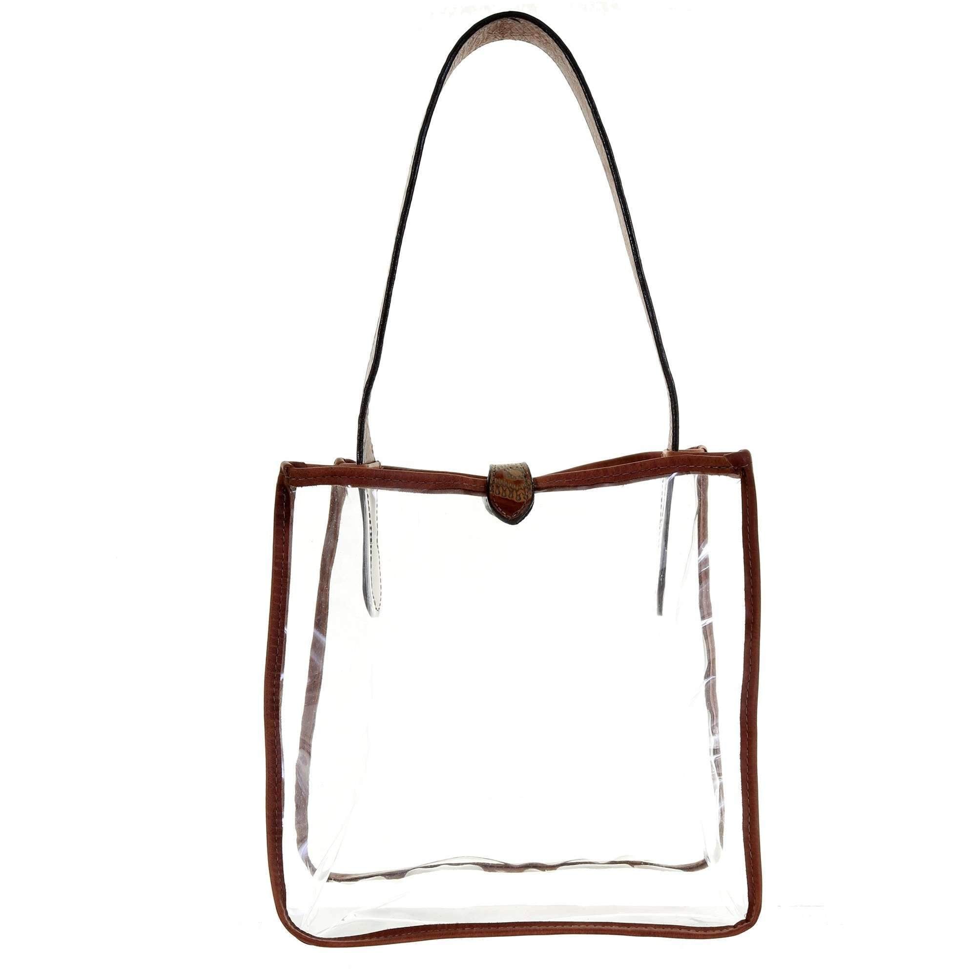 SQT07 - Clear Square Tote With Aztec Burnt Strap - Double J Saddlery