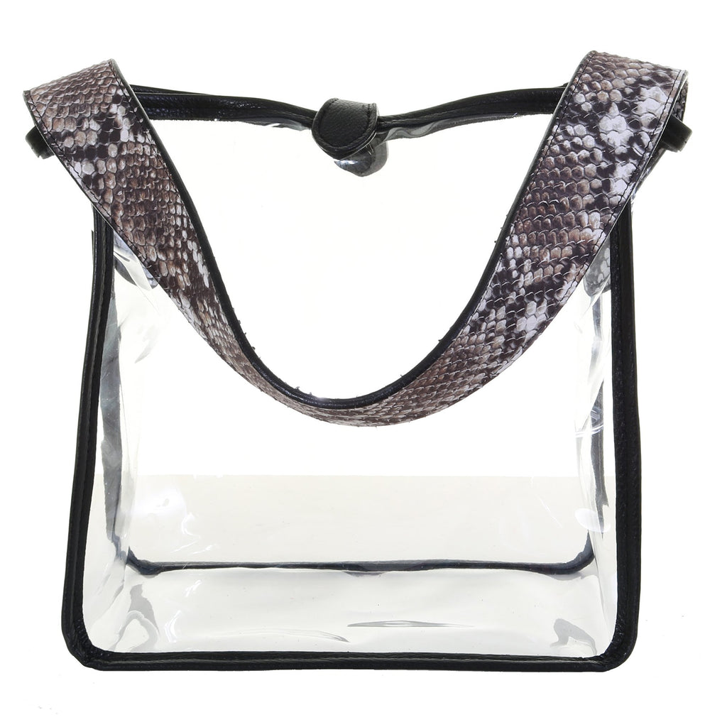 SQT10 - Clear Square Tote With Cobra Lux Snake Print Strap - Double J Saddlery
