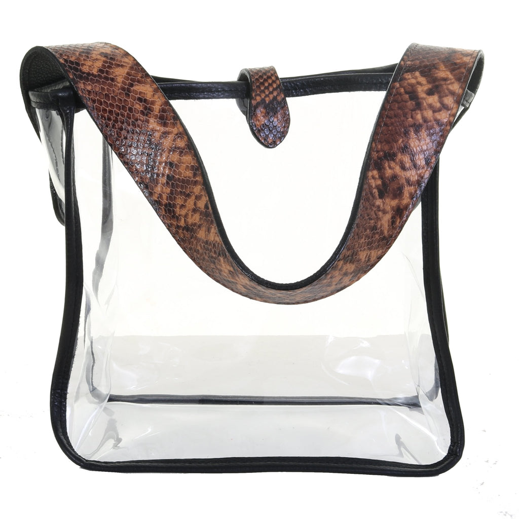 SQT11 -Clear Square Tote With Copperhead Snake Print Strap - Double J Saddlery