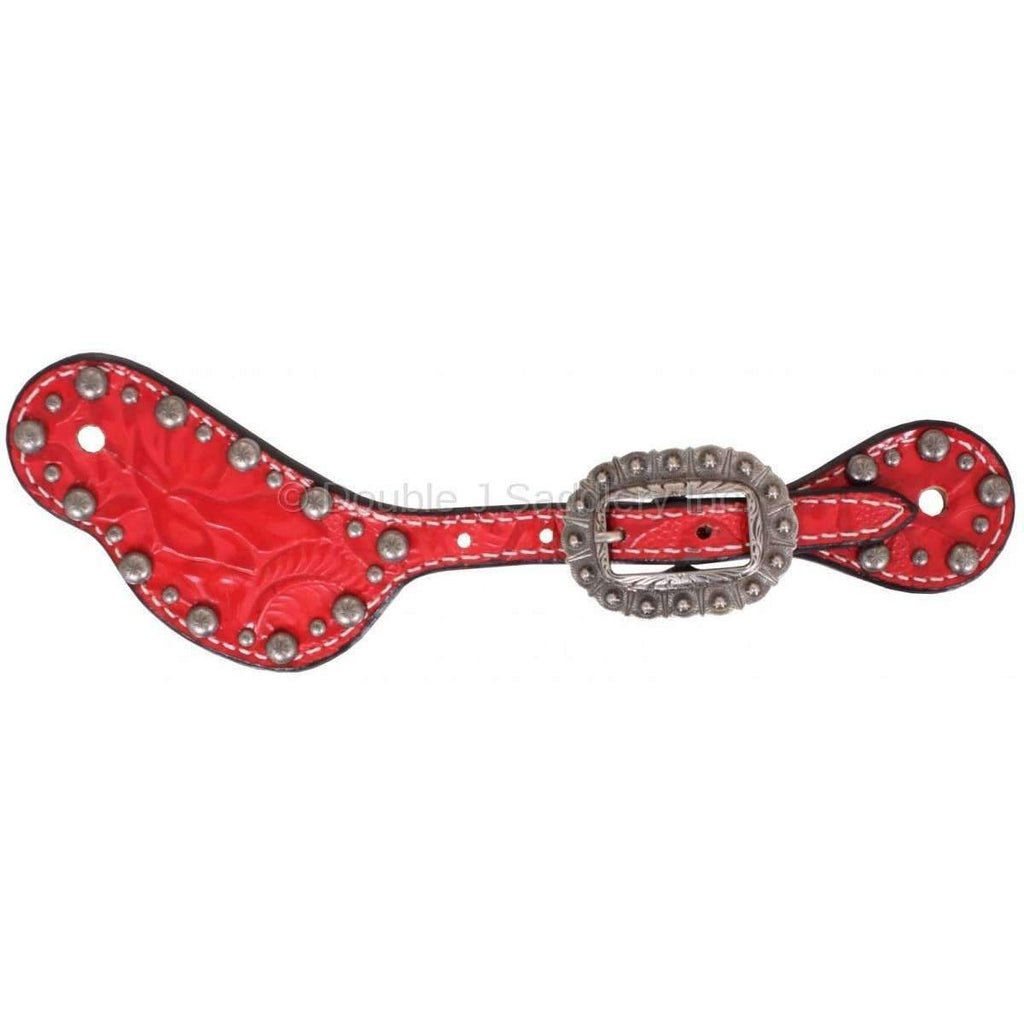 SS114 - Red Floral Spur Straps - Double J Saddlery