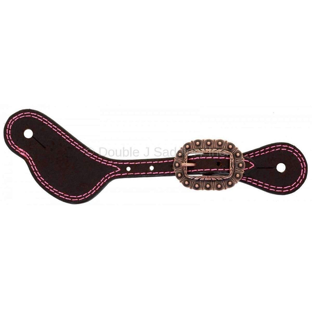 SS153-AC - Brown Rough Out Spur Straps - Double J Saddlery