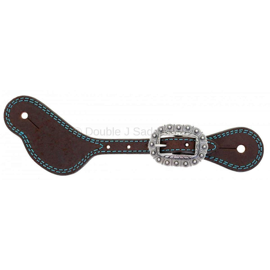 SS154-AS - Brown Rough Out Spur Straps - Double J Saddlery