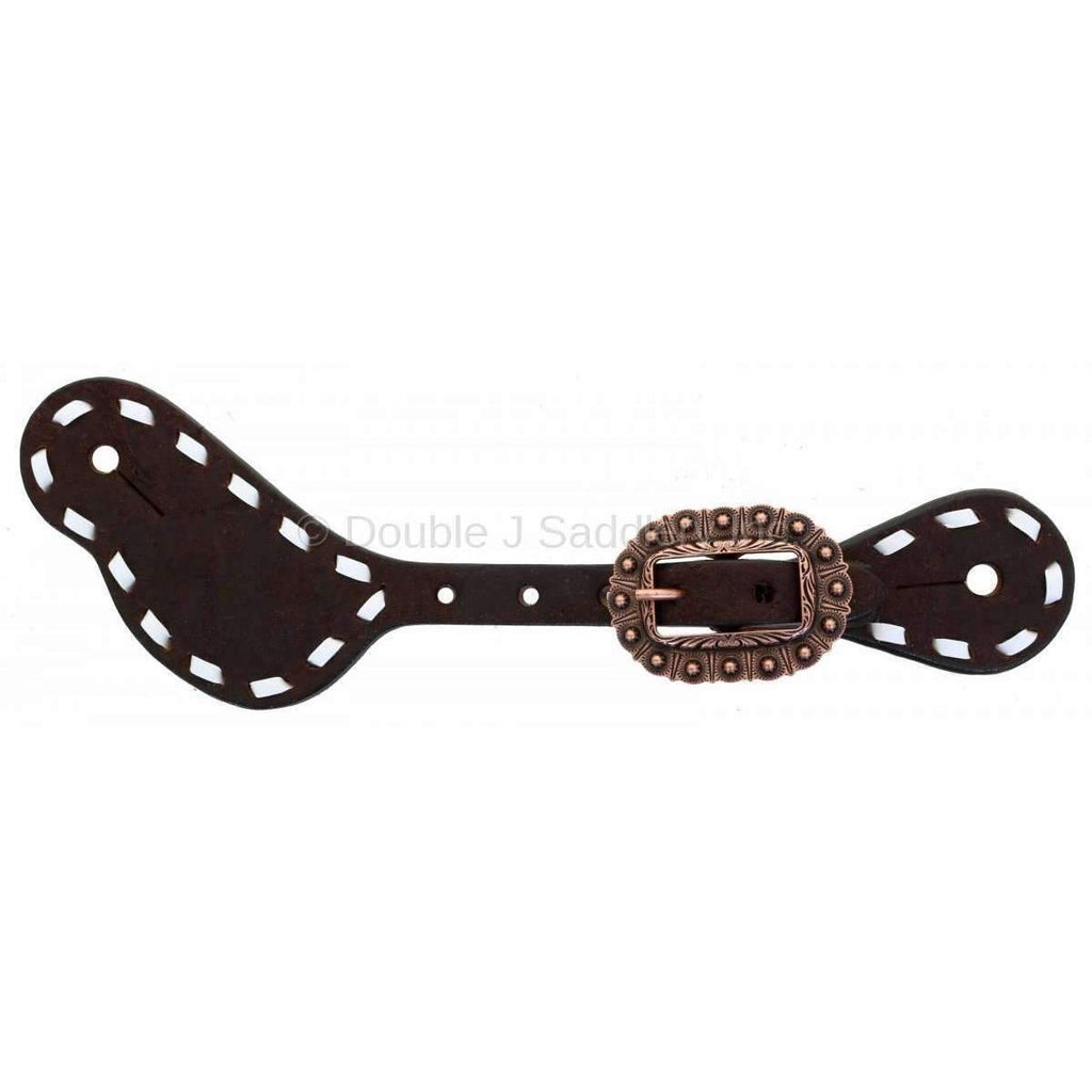 SS160-AC - Brown Rough Out Spur Straps - Double J Saddlery
