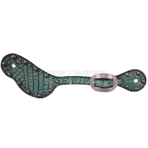 SS35 - Turquoise Gator Spur Straps - Double J Saddlery