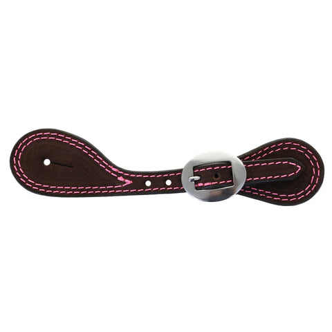 SSY13 - Brown Rough Out Youth Spur Straps - Double J Saddlery