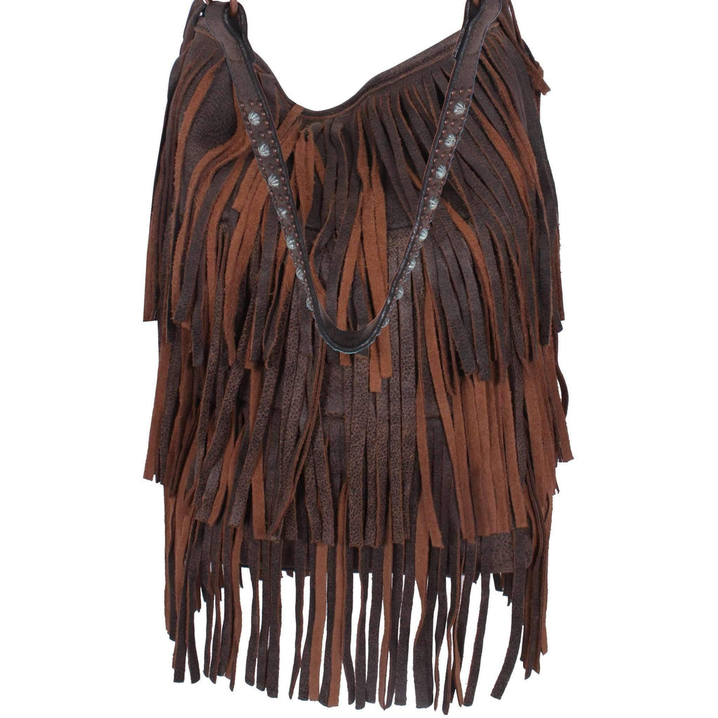 ST67A - Brown Bomber Fringe Small Tote - Double J Saddlery