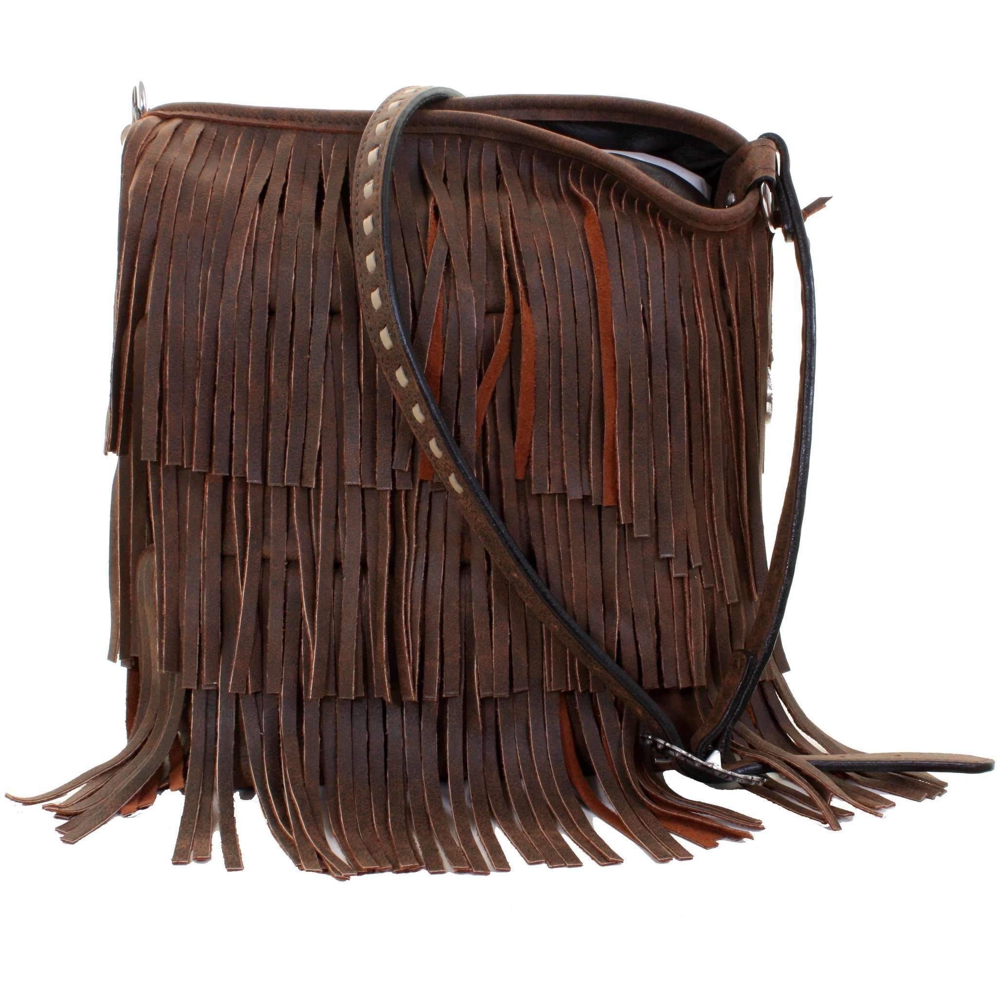 ST86 - Bomber Leather Fringe Small Tote - Double J Saddlery