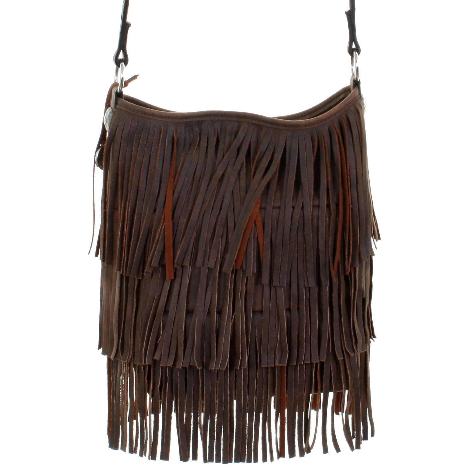 ST86 - Bomber Leather Fringe Small Tote - Double J Saddlery