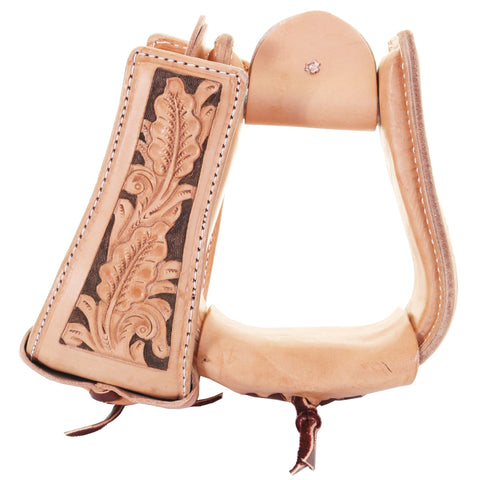 STU102 - Tooled Leather Stirrup - Double J Saddlery