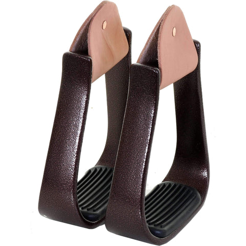 STU38 - Aluminum Antique Copper Barrel Stirrups - Double J Saddlery