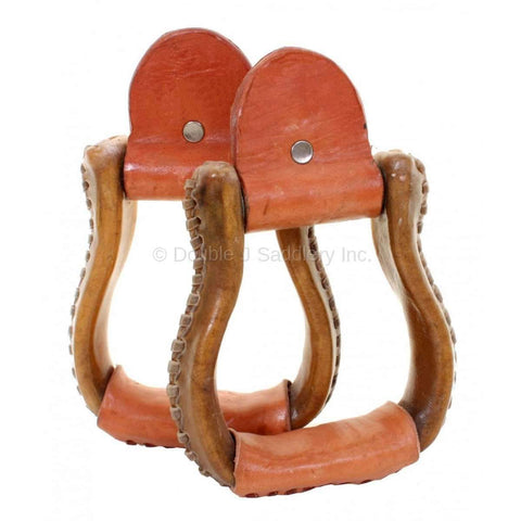 STU44 - Rawhide Covered Youth Stirrups - Double J Saddlery