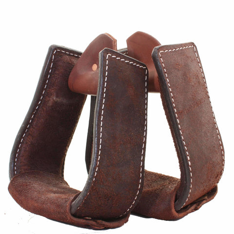 STU69 - Brown Deep Roper Stirrups - Double J Saddlery