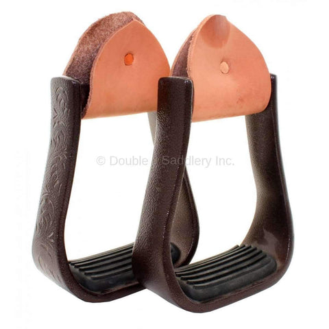 STUYOUTH04 - Youth Bronze Aluminum Engraved Stirrups - Double J Saddlery