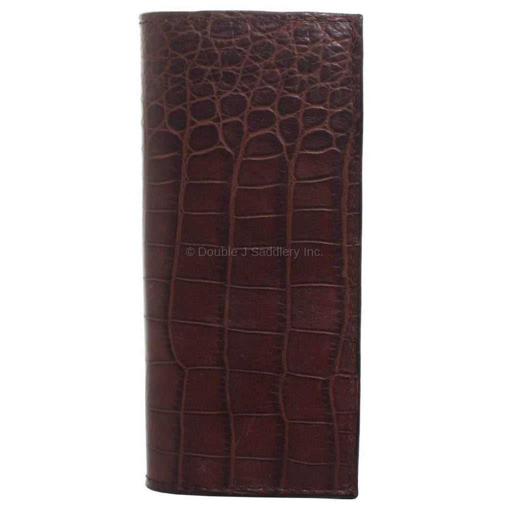TBK17 - Deep Brown Croco Print Leather Tally Book - Double J Saddlery