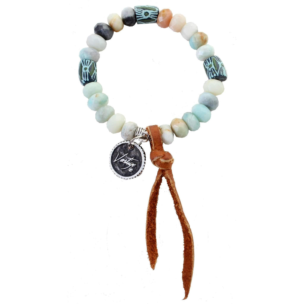 VB33 - Vestige Amazonite, Navy and Painted Turquoise Bead Bracelet - Double J Saddlery