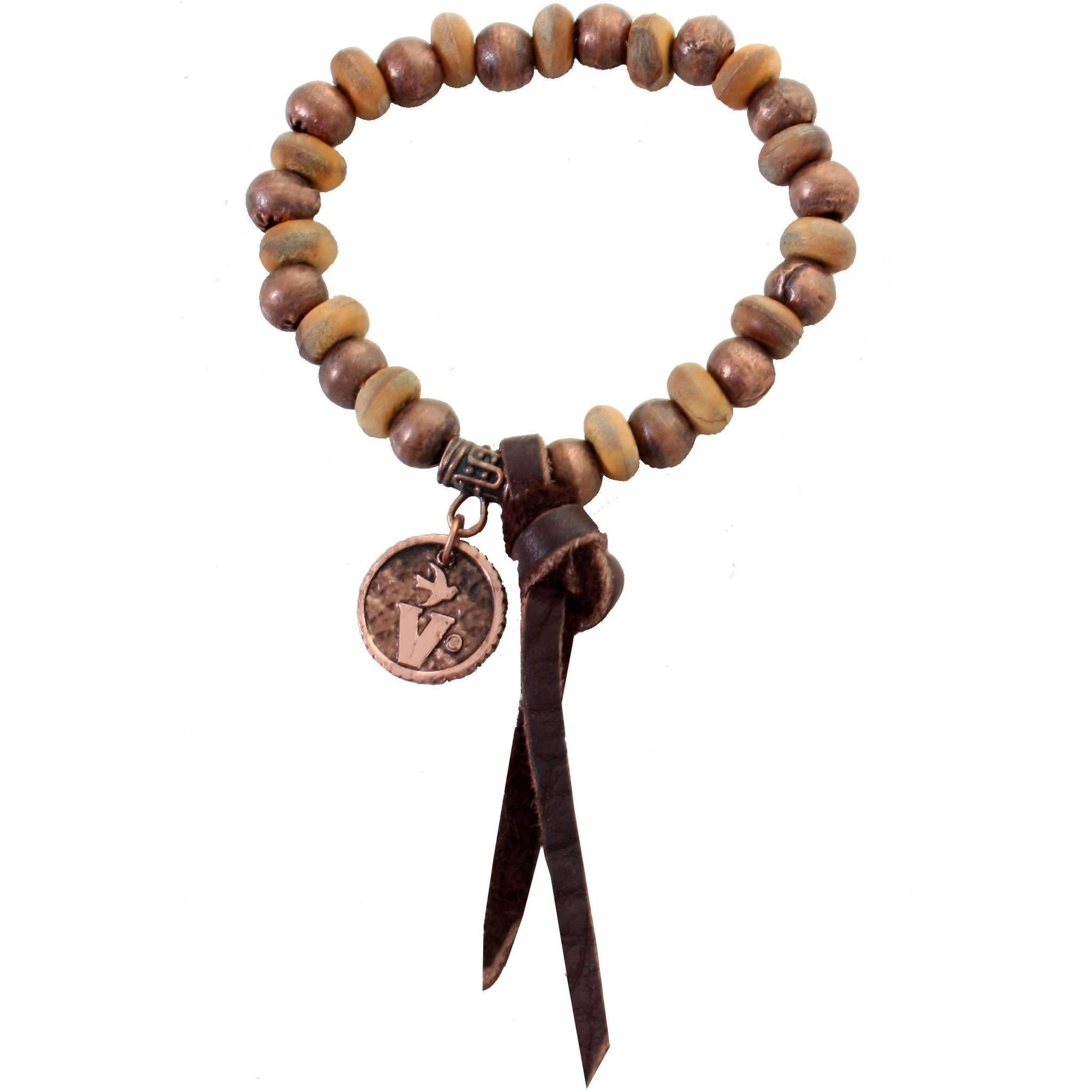 VB34 Vestige Wood and Copper Bead Bracelet Double J Saddlery