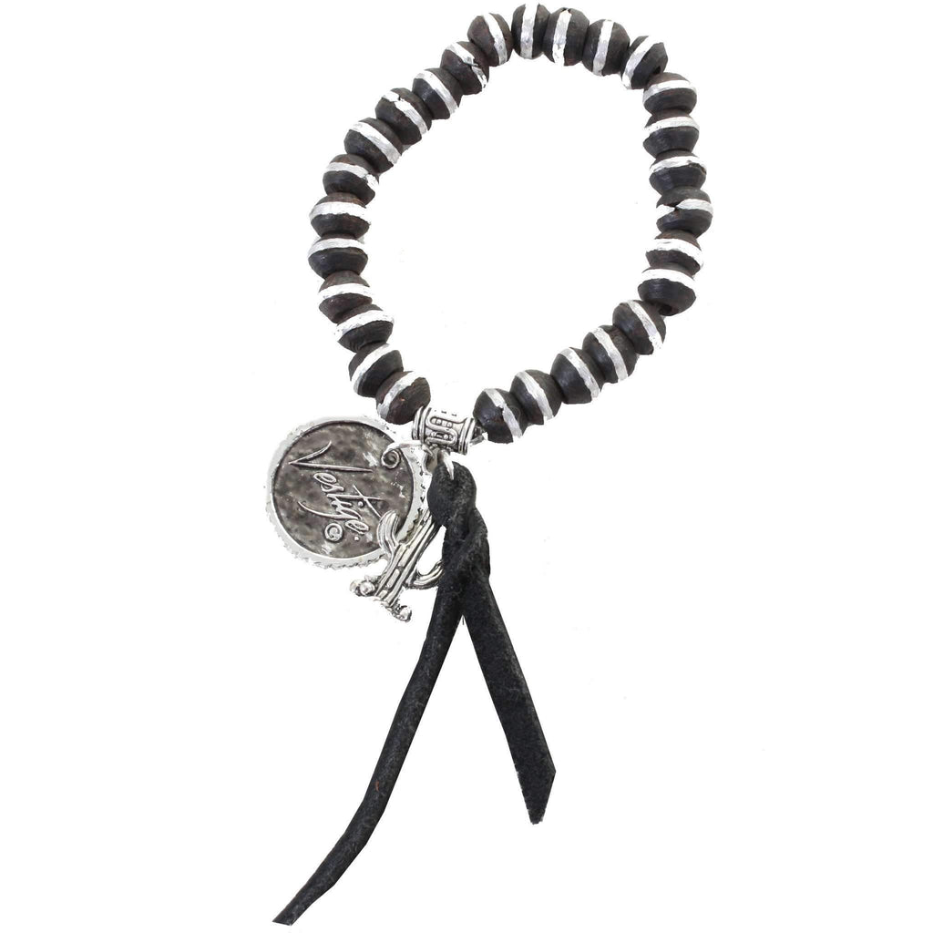 VB35 - Vestige Black and Silver Rondelle Bead Bracelet - Double J Saddlery