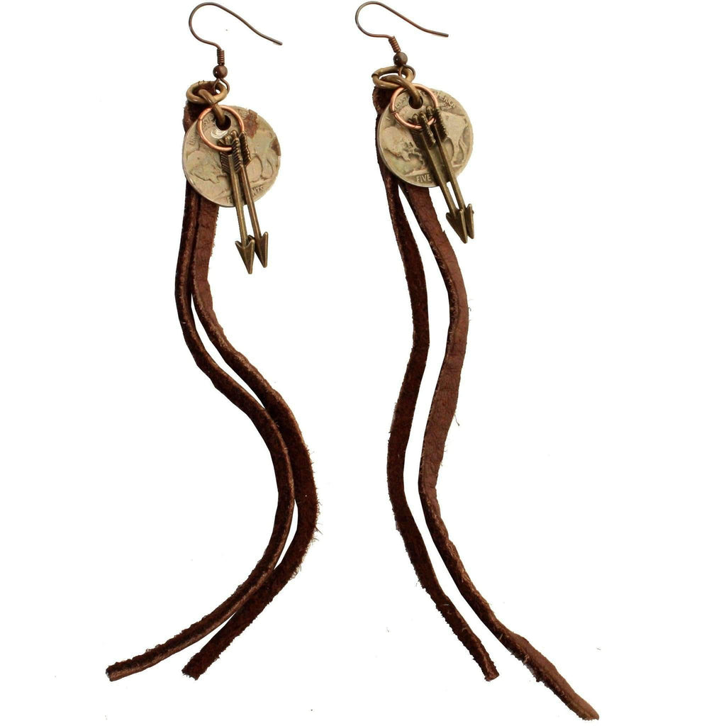 VE02 - Vestige Chocolate Elk Skin Earrings - Double J Saddlery