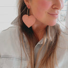VE106 - Pink Suede Heart Earrings - Double J Saddlery