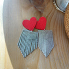 VE107 - Red Heart and Fringe Earrings - Double J Saddlery