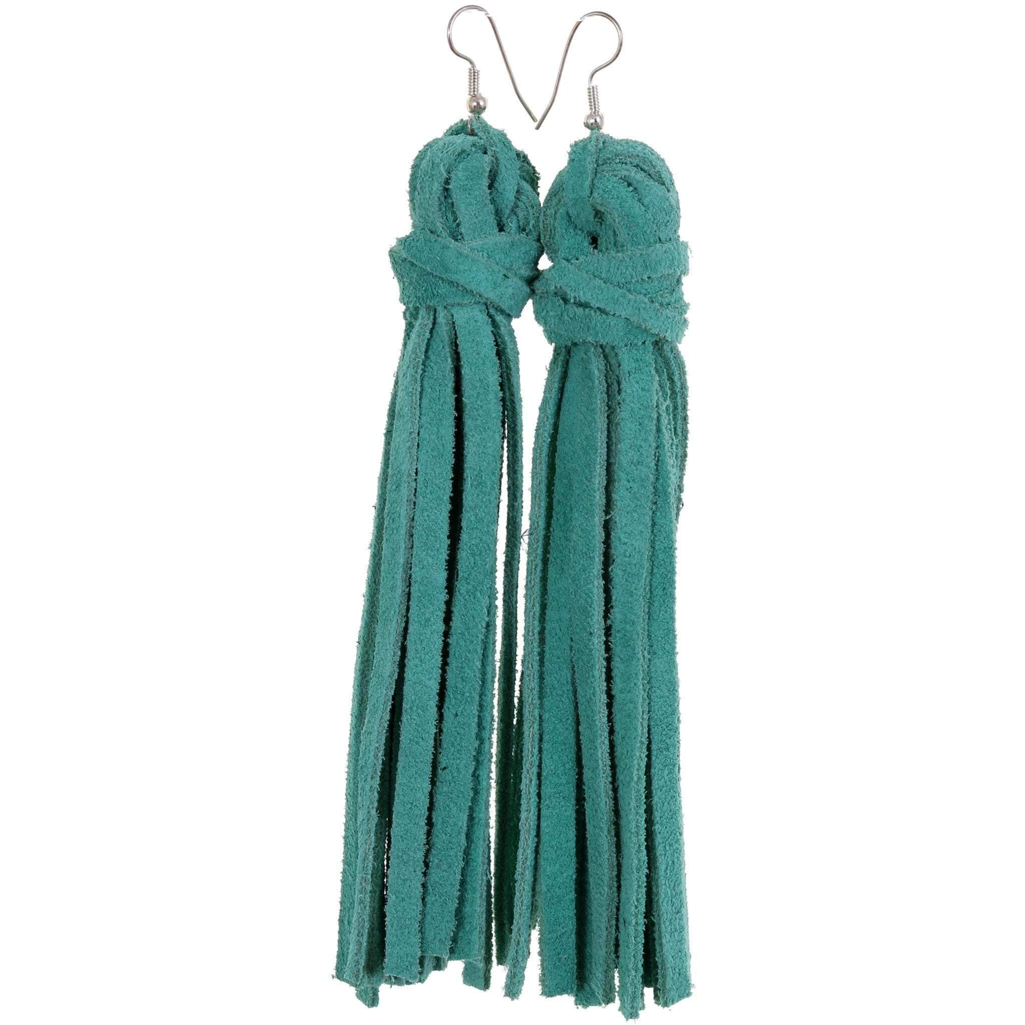 All-Natural Allure Turquoise Blue Stone and Suede Tassel Earrings -  Paparazzi Accessories