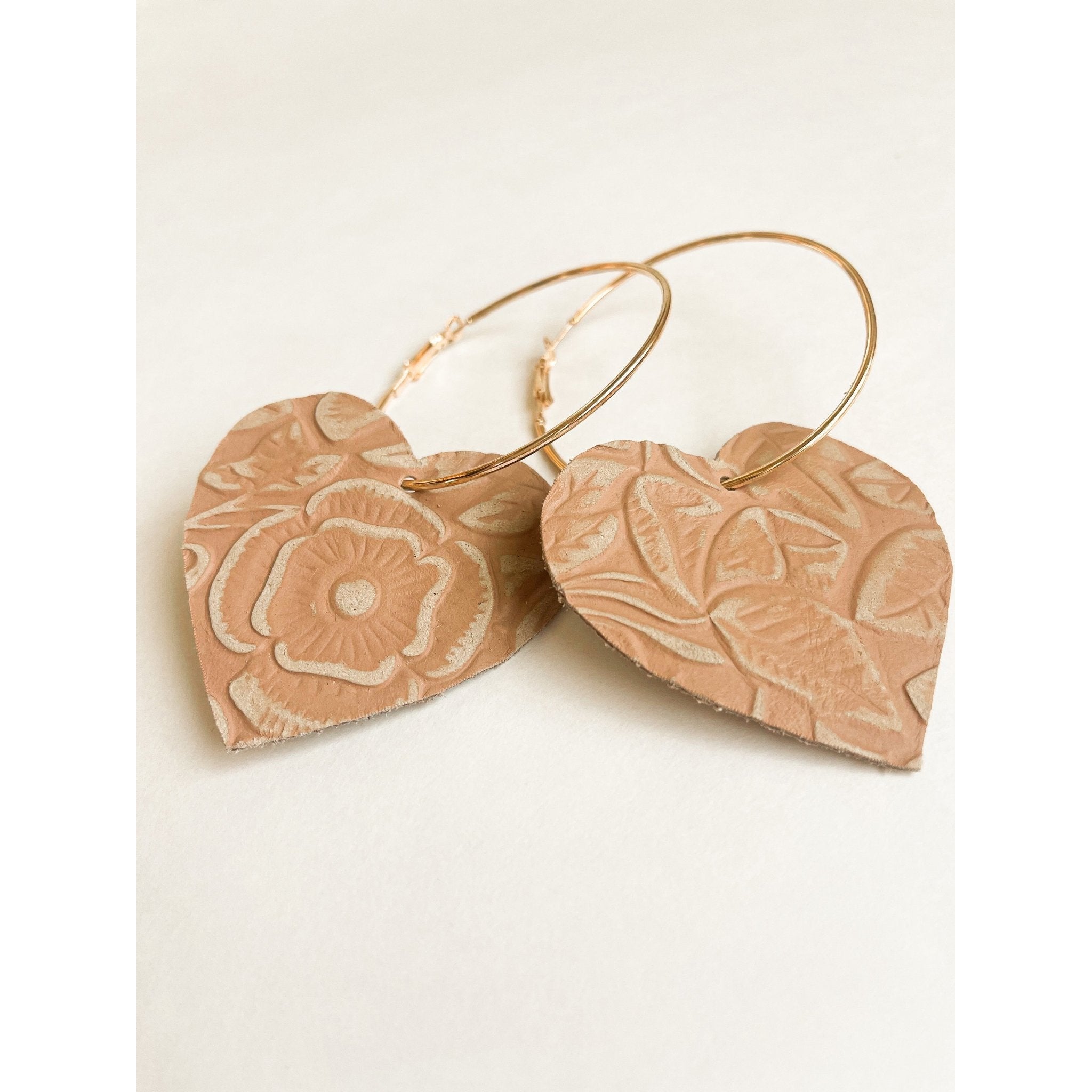 VE126 - Rose Heart Hoop Earrings - Double J Saddlery