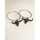 VE138- Big Silver Hoop Steer Earrings - Double J Saddlery