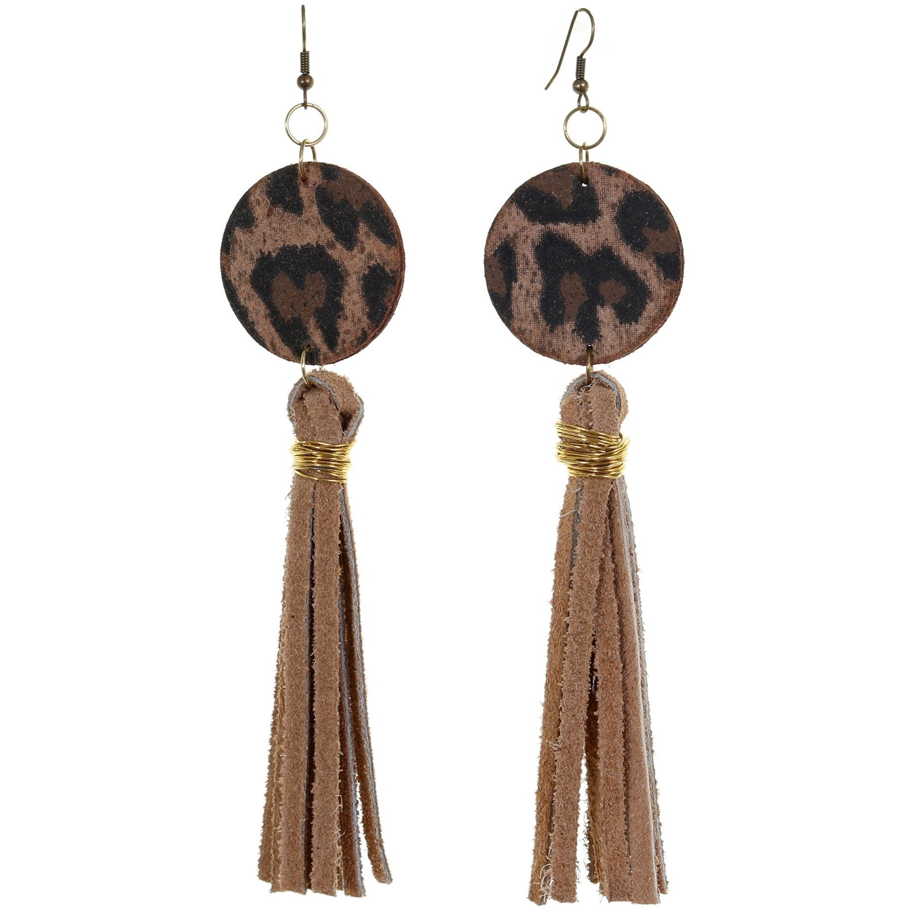 Western Concho Charm with Suede Tassel Dangle Earrings – Vintage Cactus