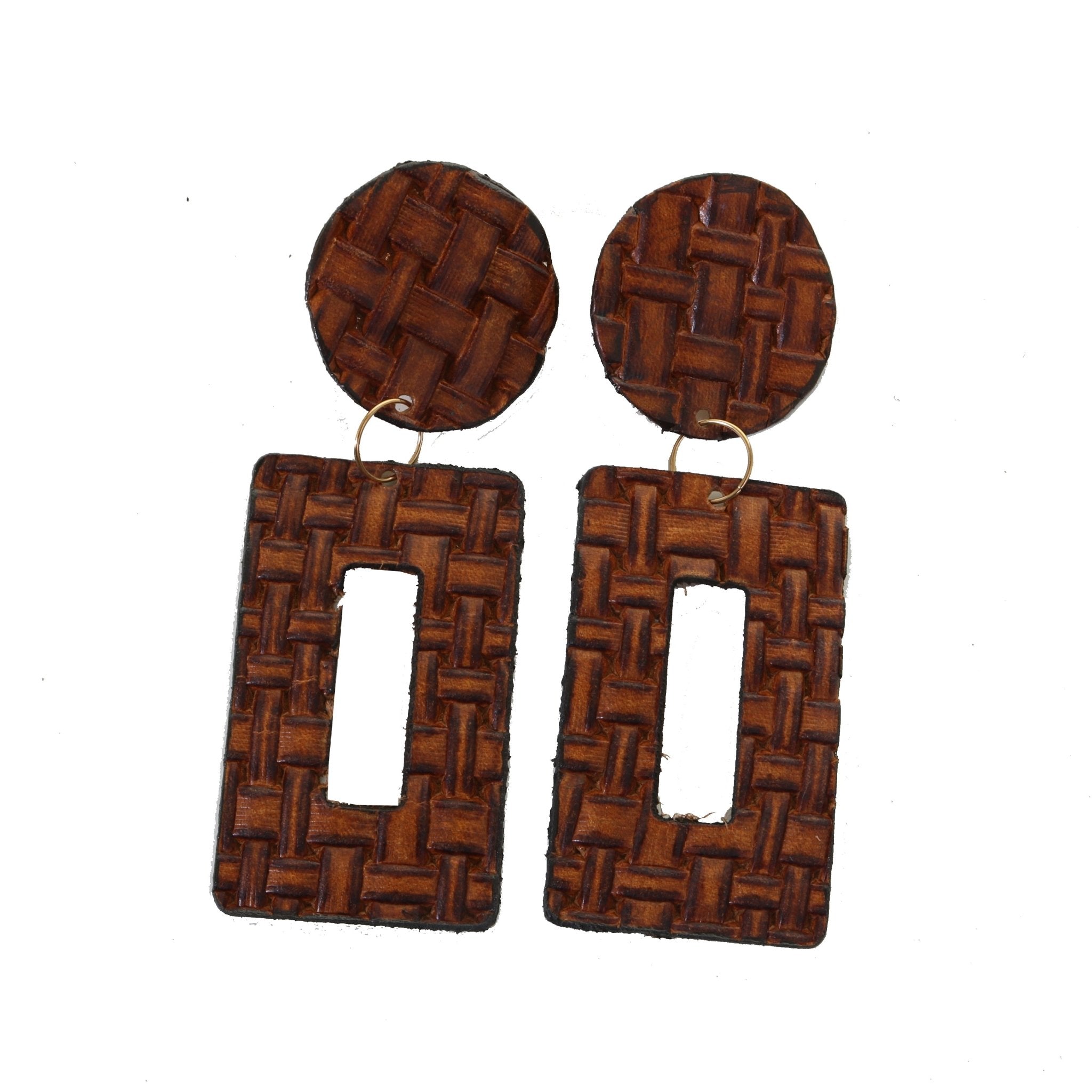 VE98 - Rattan Retro Rectangle Earring - Double J Saddlery