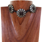 VN103 - Vestige Chocolate Elk Skin Concho Choker Necklace - Double J Saddlery