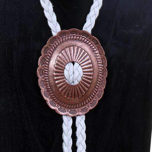 VN104 - Vestige Braided White Leather Concho Necklace - Double J Saddlery