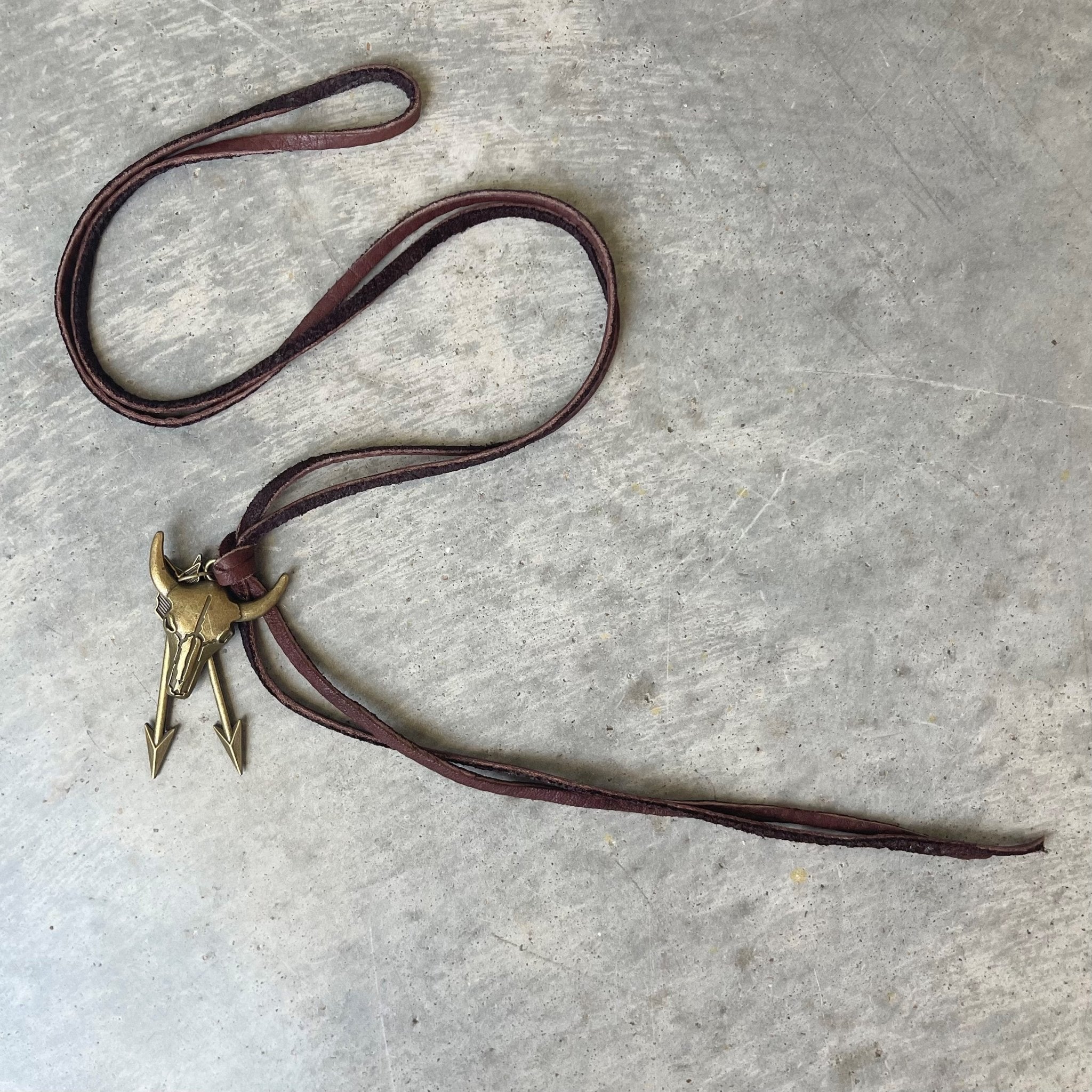 VN113 - Brass Steer Head Necklace - Double J Saddlery